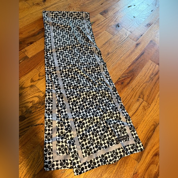 Coach Monochrome Patterned Silk Scarf - Picture 2 of 2